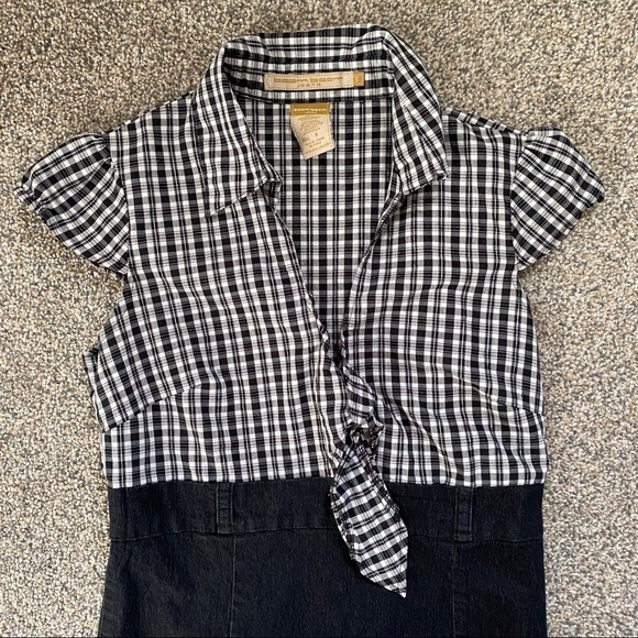 𝅺boom BOOM JEANS GINGHAM/DENIM DRESS - Size Small - Picture 3 of 4